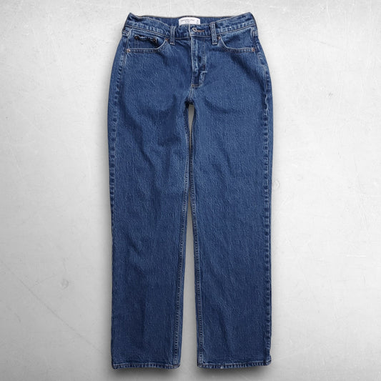 Abercrombie & Fitch Baggy Low Rise Jeans Straight Leg Stretch Women 25 Md Blue