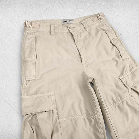Aritzia TNA Baggy Cargo Pants Women 6 Beige Drawstring Adj Waist Y2K Streetwear