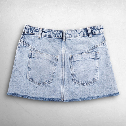 Zara Denim Micro Mini Skirt Women S Lt Blue Asymmetric Lace Up Front Slit Grunge