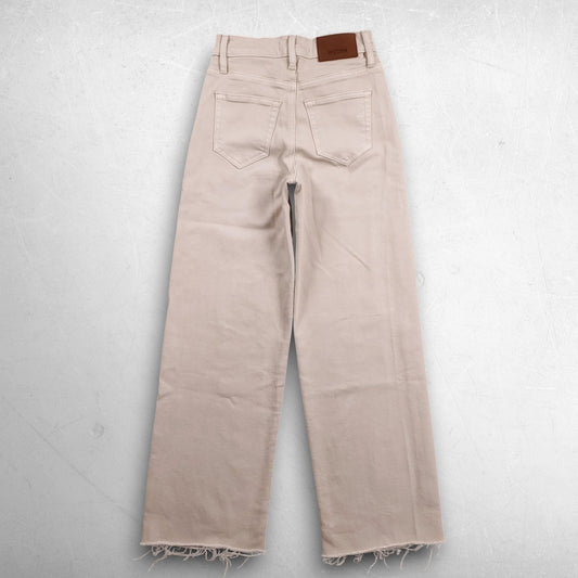 Hidden Wide Leg Jeans Women 22 Beige Mid Rise Relaxed Raw Hem Stretch Denim