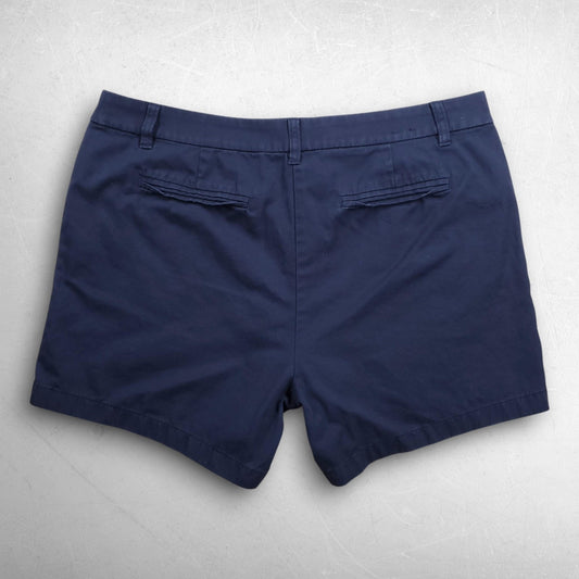 J.CREW Chino Shorts Women 16 Blue Twill Flat Front Slash Pockets Summer Golf