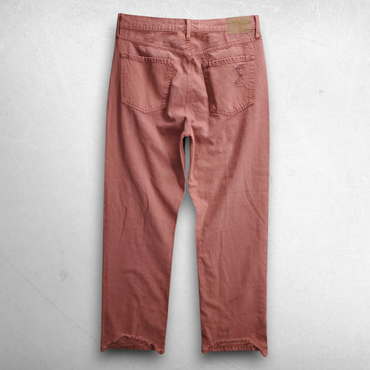 Aeropostale 90s Baggy Jeans Straight Leg Distressed Women 12 Brick Red
