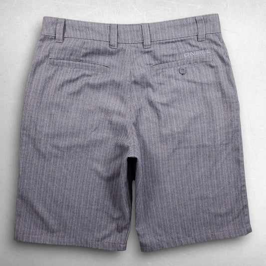 O'Neill Chino Shorts Men 32 Gray Striped 11 In Inseam Pockets Casual Flat Front