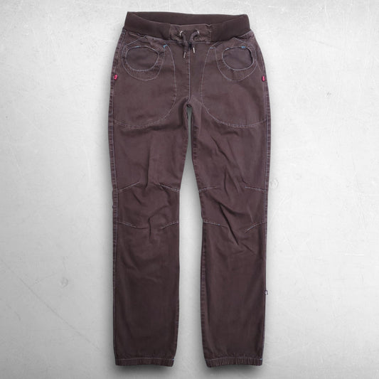 E9 Climbing Mix2 Pants Organic Cotton Stretch Women 30 Brown Gorpcore Italy