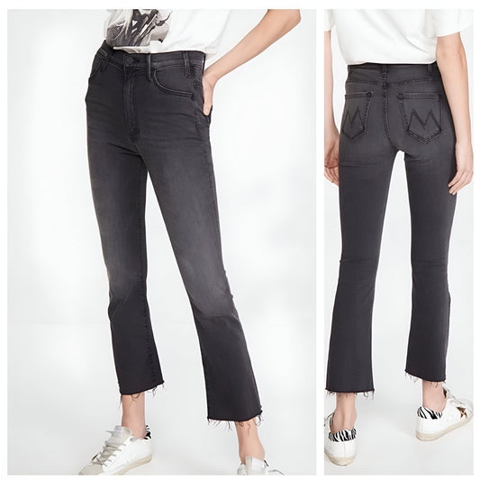 Mother Jeans Women 27 Black The Hustler Ankle Fray Crop Y2K Grunge Streetwear