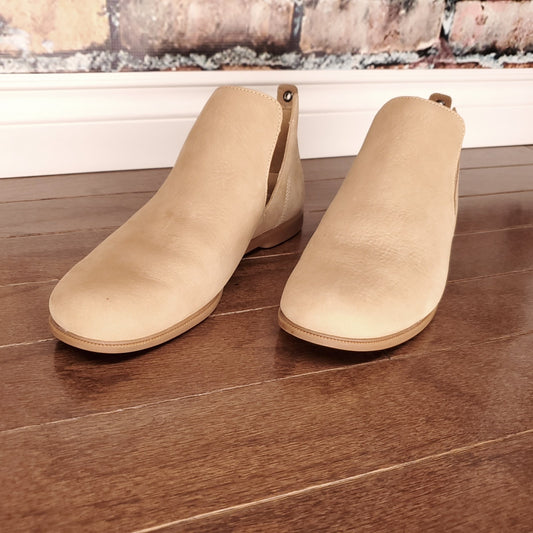 Kodiak Low Rider Boots Wmns 9.5 Tan Leather V-Cut Bootie Pull On Western Cowgirl