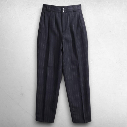 Giorgio Sant Angelo Wool Pleated Pants Women 6P Black Tapered Lined Vintage 80s