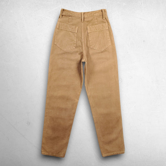 OZMA Kate High Rise Straight Cropped Jeans Women 24 Ochre Slightly Tapered