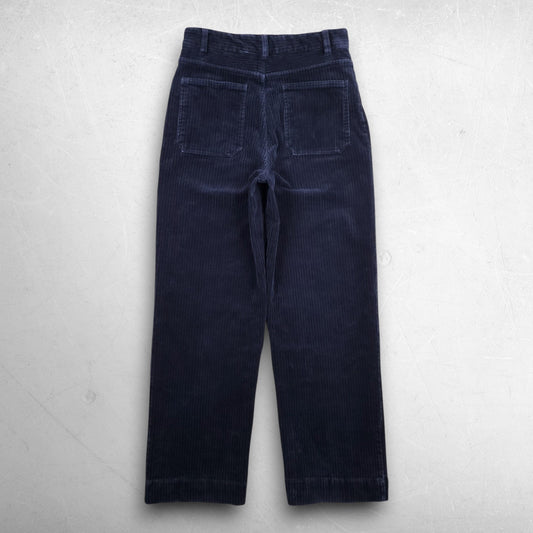 Monki High Rise Straight Leg Corduroy Pants Women 26 (EU 36) Navy Scandi Chic