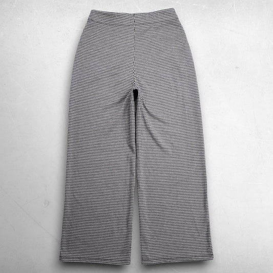 Max Studio Wide Leg Sailor Pants Houndstooth Slipon Stretch Women 28 Black White