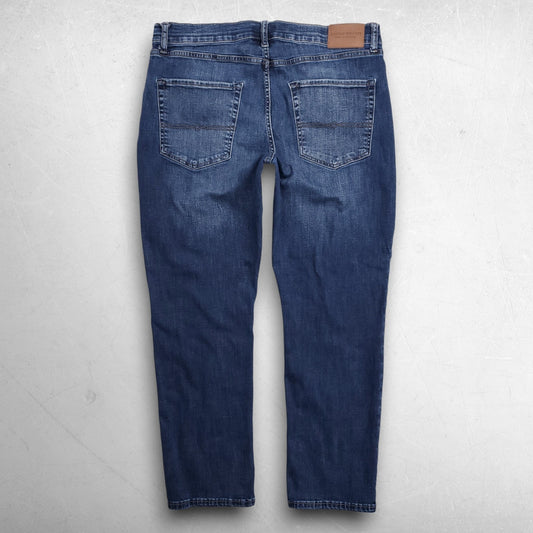 Lucky Brand 410 Athletic Straight Jeans Whiskers Faded Stretch Men 36/30 Blue