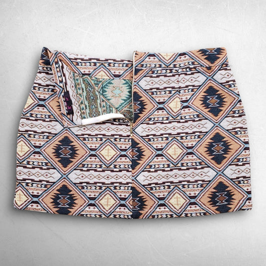 Ginger Micro Mini Skirt Womens 28 Multicolor Geometric Aztec Tribal Casual