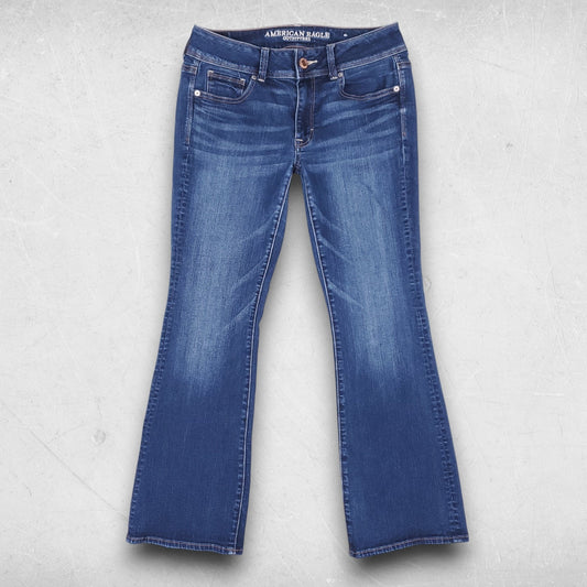 American Eagle Kick Boot Jeans Women 8S Blue Streetwear Comfort Western Cowgirl