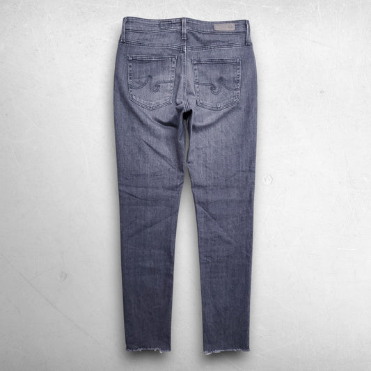 AG Farrah Jeans High Rise Skinny Ankle Frayed Hem Stretch Women 26R Gray