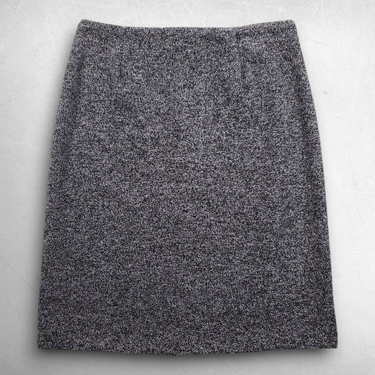 Clio Skirt Women 8 Gray Tweed Above Knee Straight Pencil Lined Zip Workwear VTG