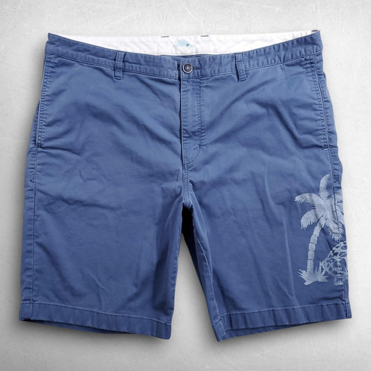 Tommy Bahama Chino Shorts Mens 40 Blue Flat Front Stretch Turtle Print Casual