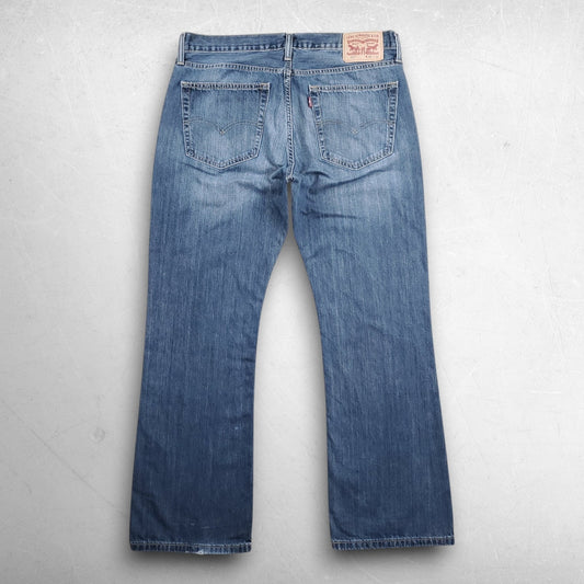 Levis 527 Bootcut Jeans Men 36x30 Blue Zip Fly Whiskers 100% Cotton Cowboy Rodeo