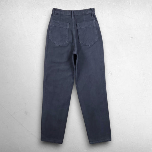 OZMA Kate High Rise Straight Cropped Jeans Women 24 Muted Black Slightly Tapered