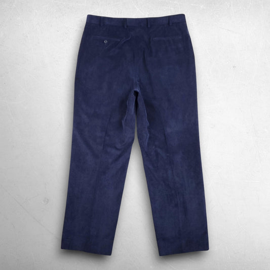 Linea Naturale Corduroy Dress Pants Mens 40 Blue Pleated Lined Zip Fly Office
