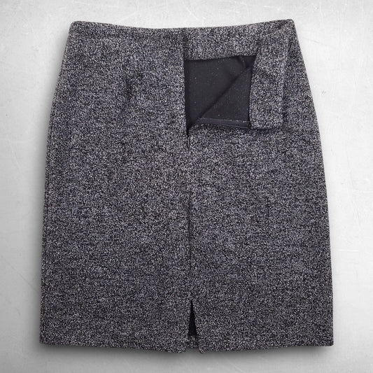 Clio Skirt Women 8 Gray Tweed Above Knee Straight Pencil Lined Zip Workwear VTG