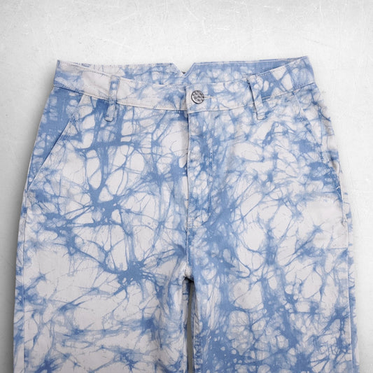 Rachel Comey Buckle Back Baggy Jeans Pants Tie Dye Women 2 Blue White Marbled