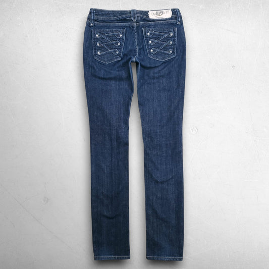 Taverniti SO Jeans Low Rise Straight Leg Stretch Women 28 Dk Blue Designer Chic