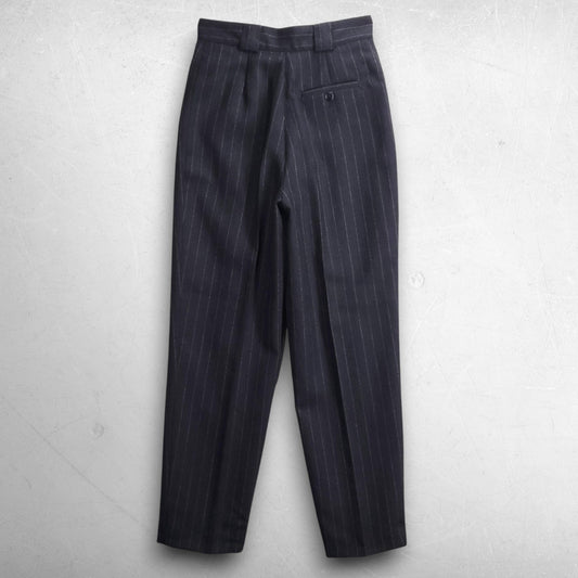 Giorgio Sant Angelo Wool Pleated Pants Women 6P Black Tapered Lined Vintage 80s
