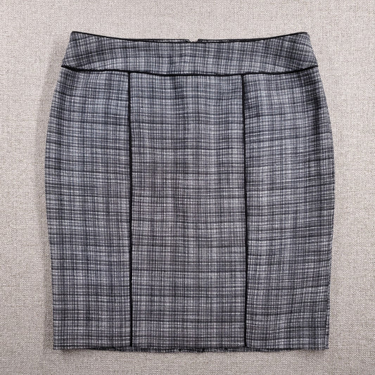 Review Pencil Skirt Size 14 Black White Plaid Above Knee