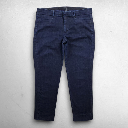 Banana Republic Sloan Crop Denim Pants Women 8 Dk Blue Stretch Smart Casual