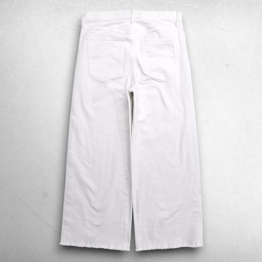 Banana Republic High Rise Wide Leg Crop Jeans Frayed Hem Stretch Women 28 White