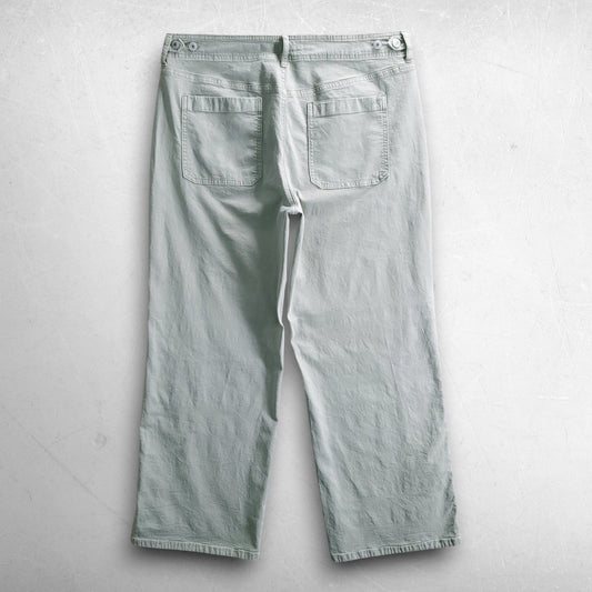 American Eagle Stovepipe Wide Leg Pants Women 16 Lt Green Adj Waist Stretch