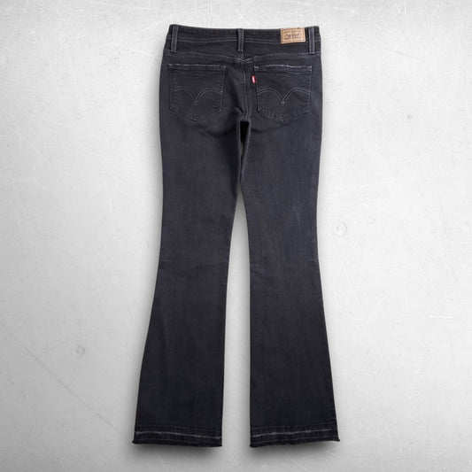 Levis 518 Superlow Boot Cut Jeans Women Jr 7L Black Stretch Cowgirl Chic Casual