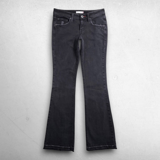 Levis 518 Superlow Boot Cut Jeans Women Jr 7L Black Stretch Cowgirl Chic Casual