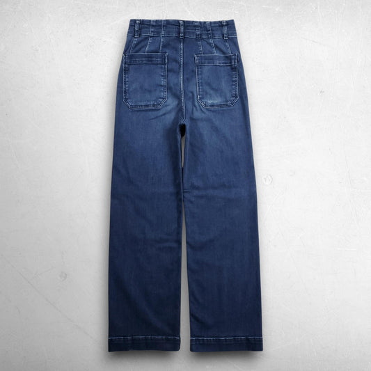 Pilcro Wide Leg Jeans Women 28 Tall Blue High Rise Pockets Medium Wash Denim