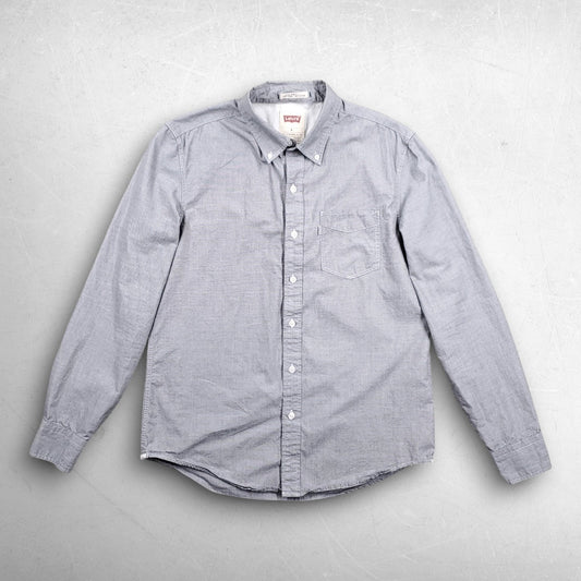 Levis Slim Fit Button Up Shirt Men M Gray Long Sleeve Collared Casual Workwear