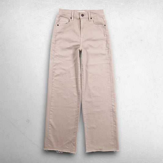 Hidden Wide Leg Jeans Women 22 Beige Mid Rise Relaxed Raw Hem Stretch Denim