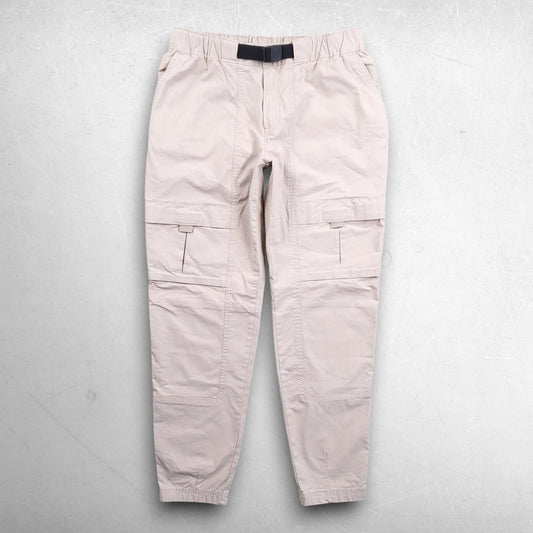 Columbia Wallow Cargo Pants Women 6 Beige Ripstop Belted Elastic Waist Cropped