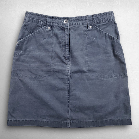 LL Bean Ripstop Utility Camp Skirt Women 8R Gray Pockets Zip Belt Loops Outdoor
