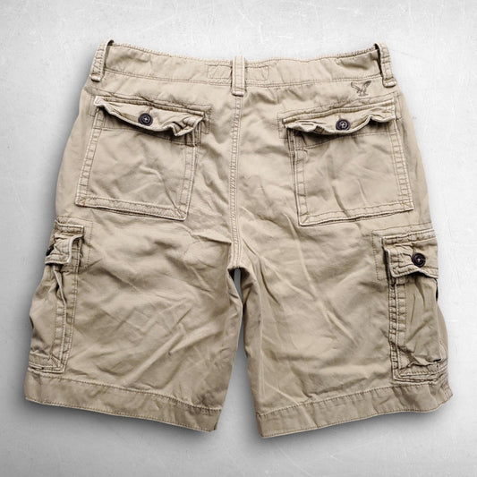 American Eagle Outfitters Cargo Shorts Mens 34 Beige Flat Front Pockets Utility