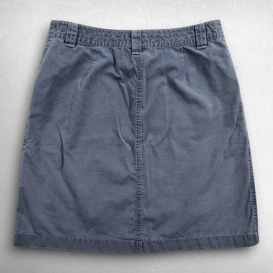 LL Bean Ripstop Utility Camp Skirt Women 8R Gray Pockets Zip Belt Loops Outdoor