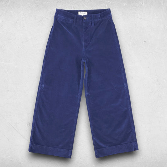 Madewell Pants Women 27 Navy Emmett Wide Leg Velveteen Minimalist Quiet Luxury