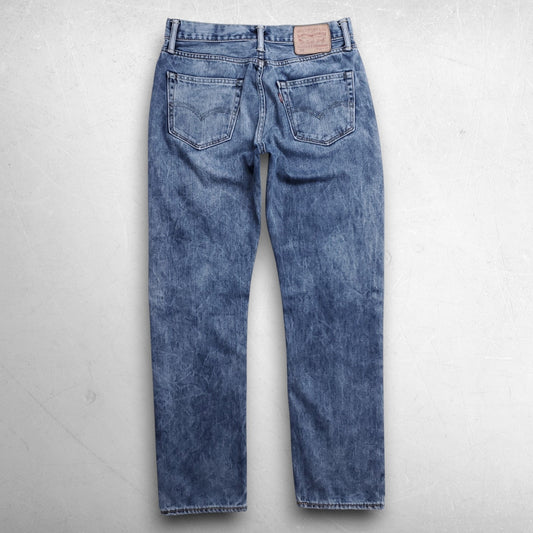 Levis 522 Jeans Slim Taper Leather Patch Two-Tone Premium Men 30x32 Stonewash
