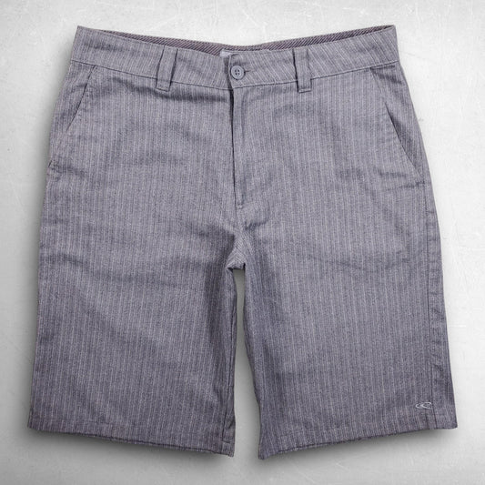 O'Neill Chino Shorts Men 32 Gray Striped 11 In Inseam Pockets Casual Flat Front