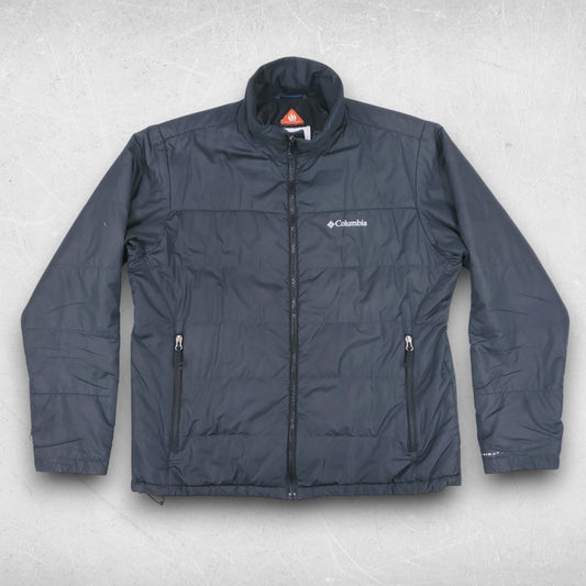 Columbia Puffer Jacket Men L Black Omni-Heat Insulated Lightweight Interchange