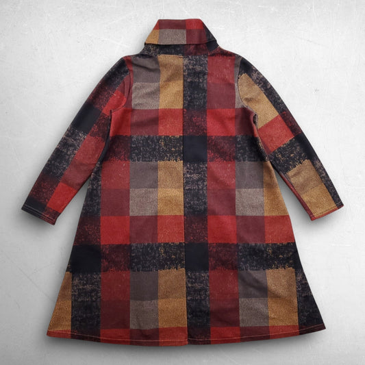 Yipinyichu Cowl Neck Dress Women Size L Multicolor Plaid Pockets Turtleneck