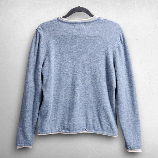 Woolrich Pullover Crewneck Sweater Wool Blend Women M Blue Classic Cottagecore