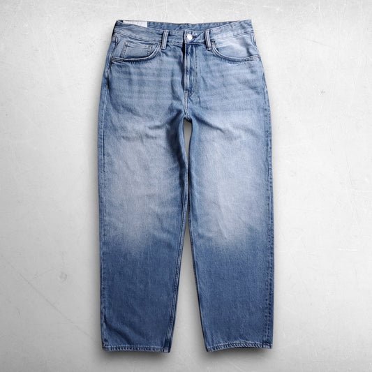 H&M Loose Ample Jeans Men 34x32 Blue Baggy Faded 100% Cotton