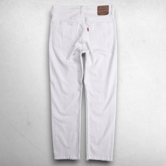 Levis Premium Wedgie Straight Jeans Straight Leg Big E Frayed Hem Women 27 White
