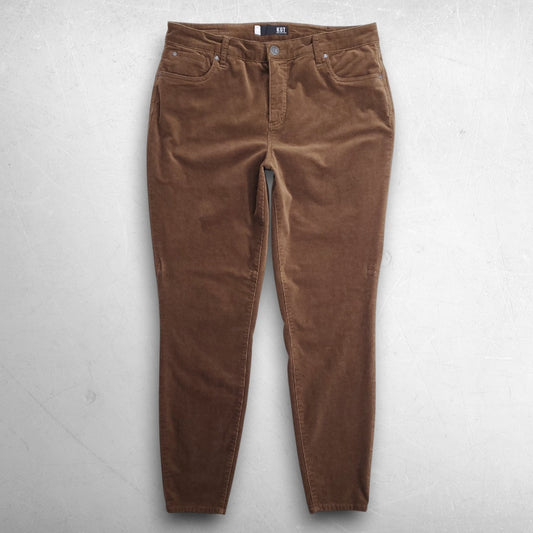 Kut from the Kloth Diana Fab Ab Skinny Corduroy Pants High Rise Women 18W Brown