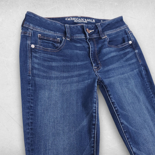 American Eagle Kick Boot Jeans Women 8S Blue Streetwear Comfort Western Cowgirl